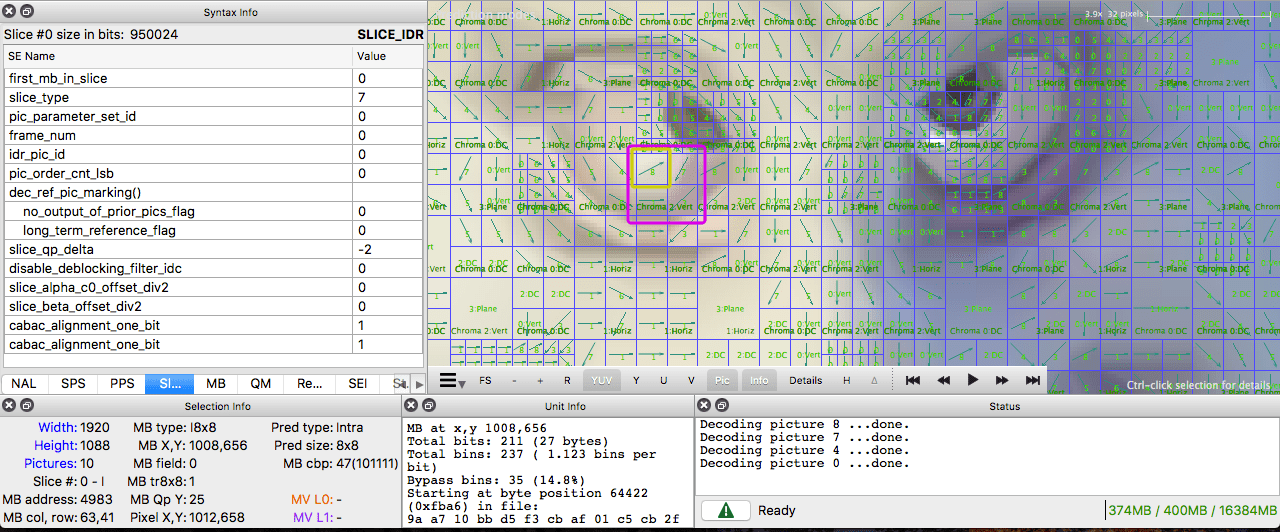 intra prediction intel video pro analyzer